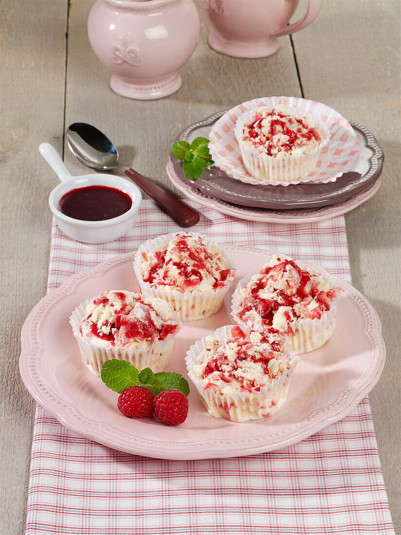 Raspberry cream cheese ice cream muffins