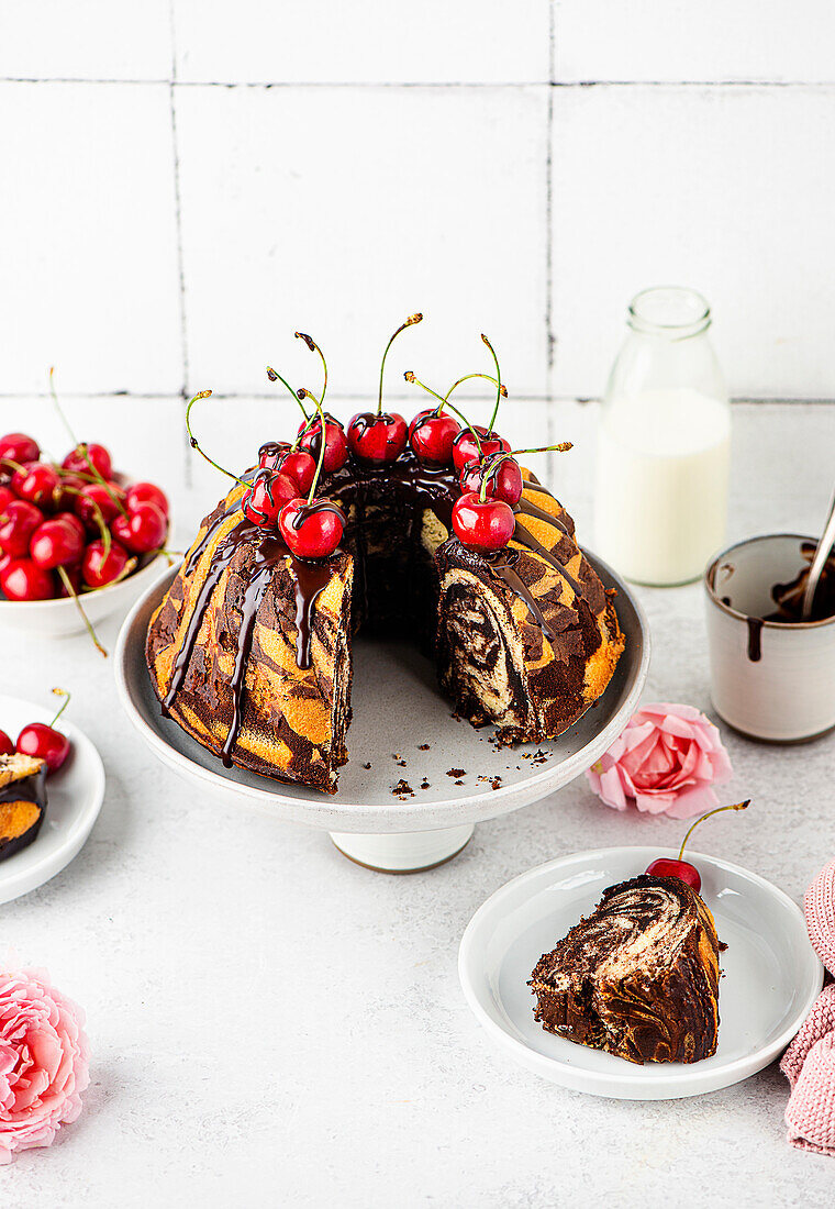 Marble guglhupf with cherries