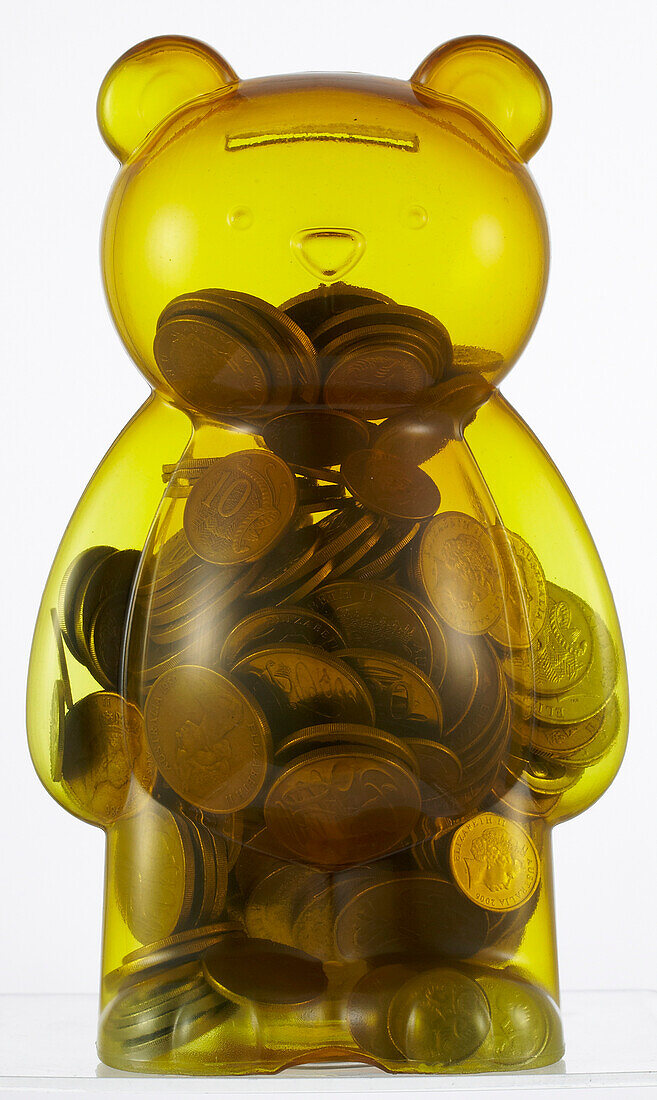 Teddy bear money box, filled