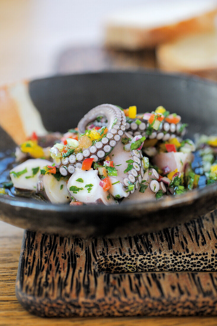 Octopus salad with coriander vinaigrette