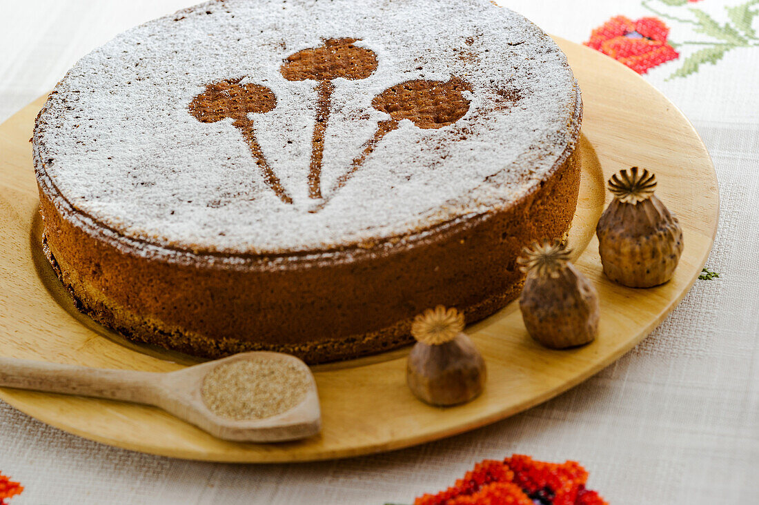 White poppy seed cake