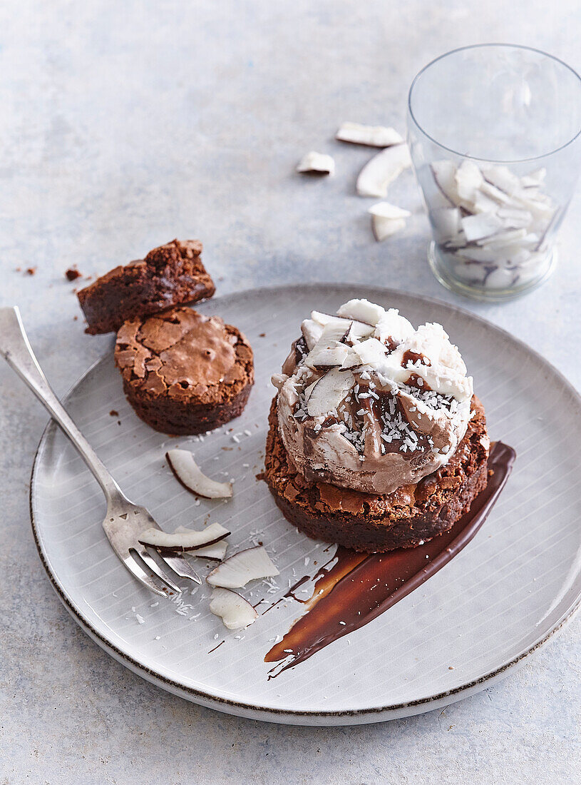 Brownies with ice cream