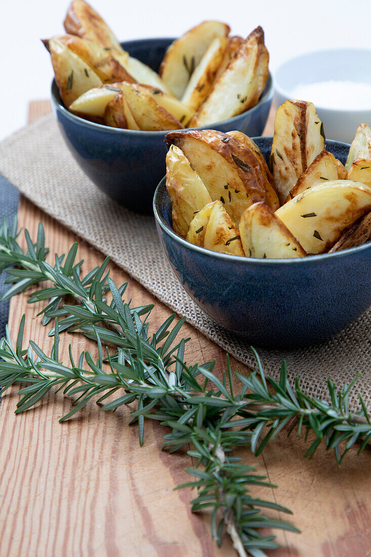 Rosemary covered potato wedges