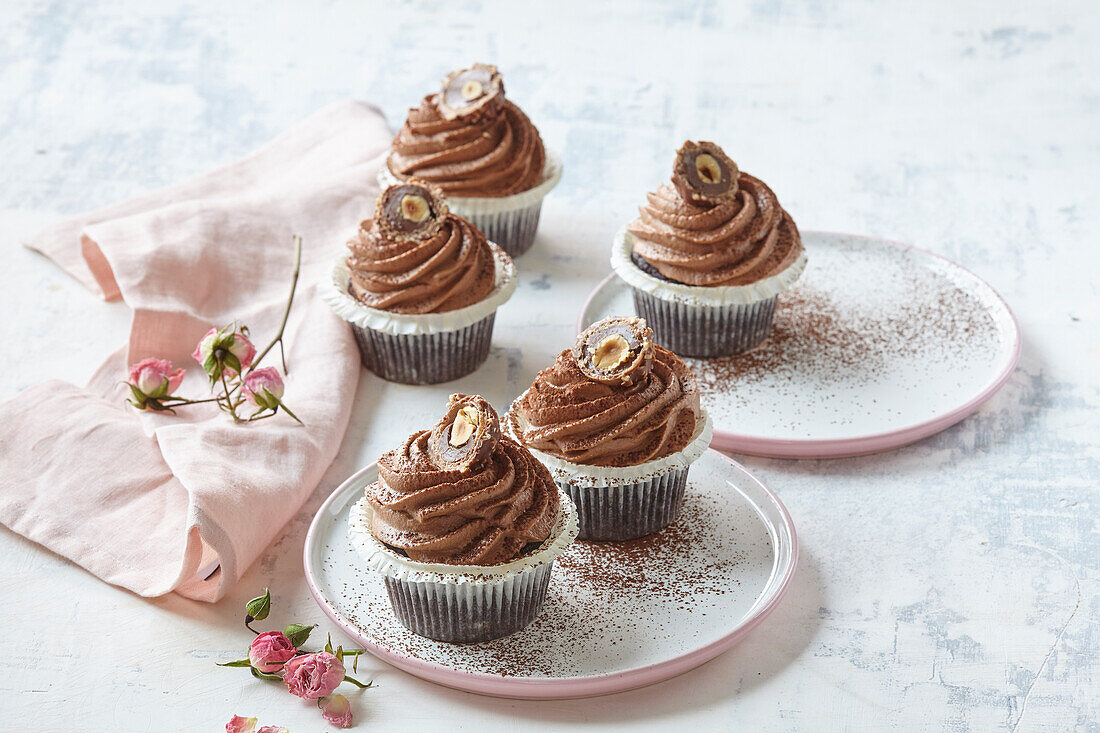 Chocolate muffins with Parisien cream