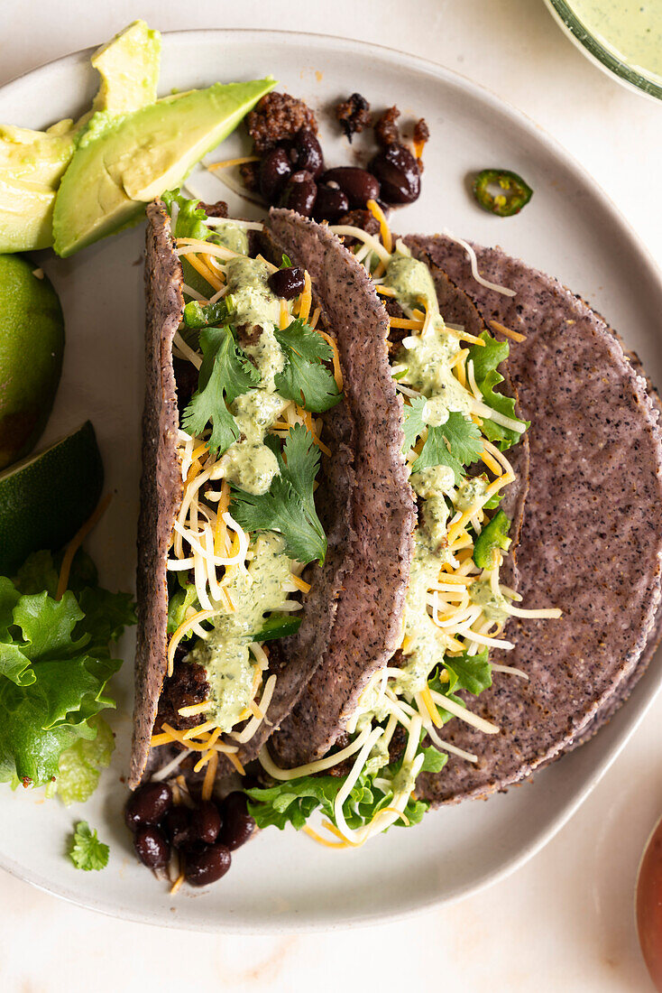 Hard Shell Tacos on a white plate