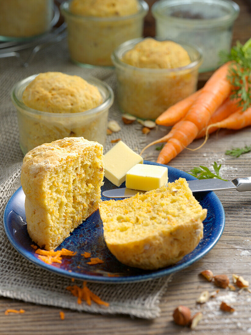 Yellow beet bread baked in a jar