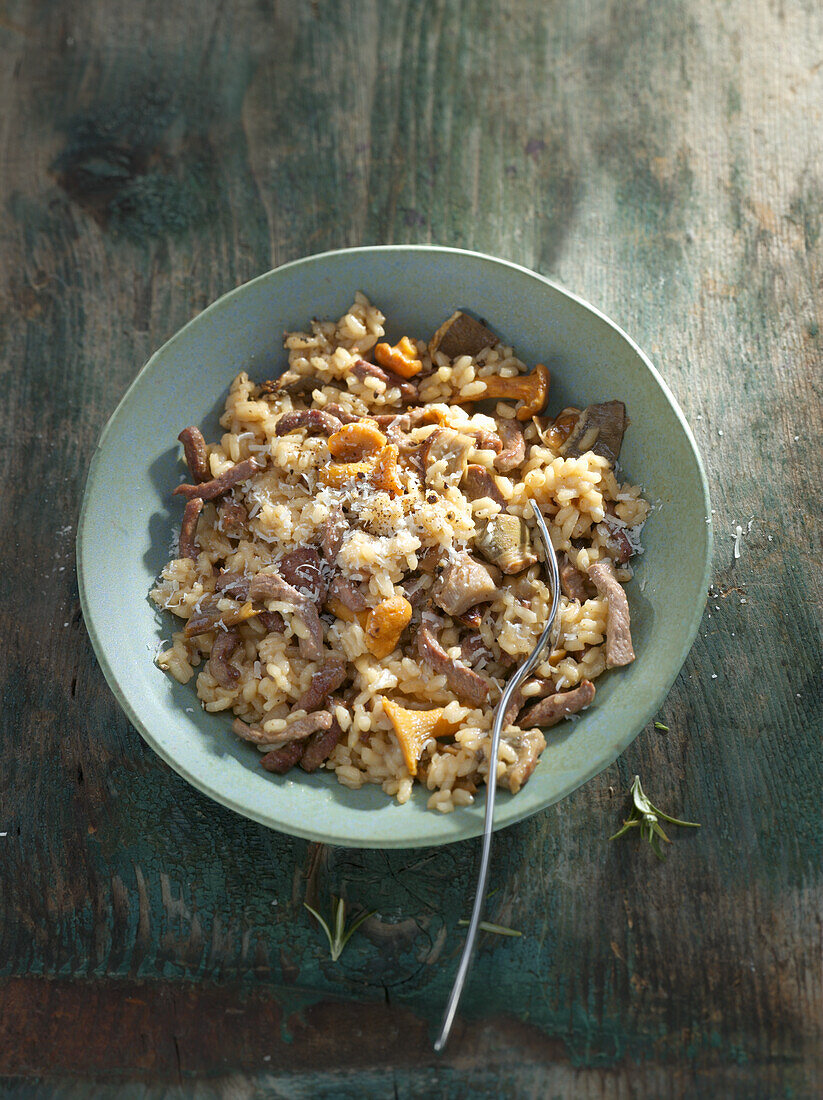 Wild mushroom risotto with Parmesan cheese