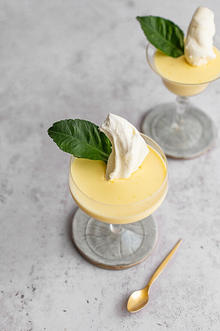 Lemon Posset with labneh and meringue