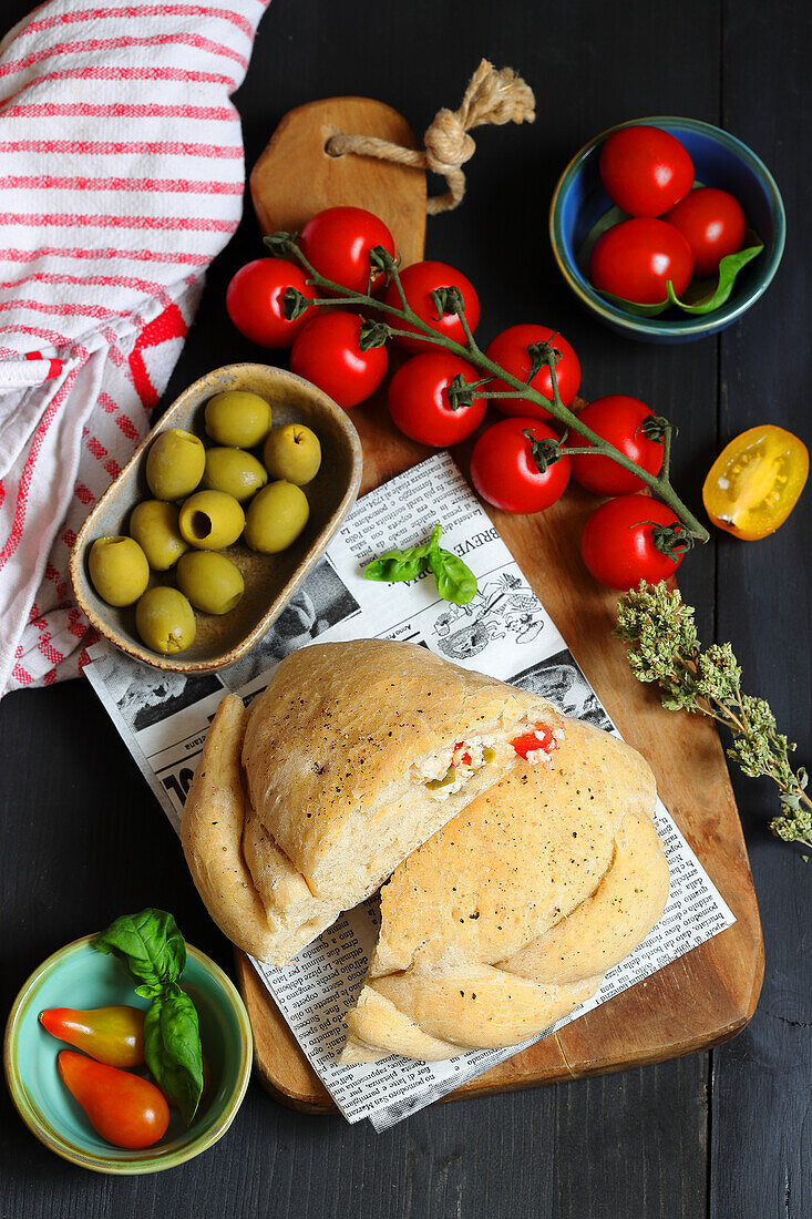 Stuffed calzoni with ricotta and tomatoes