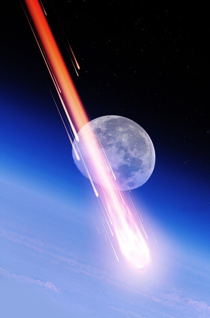 Meteor entering the stratosphere, illustration