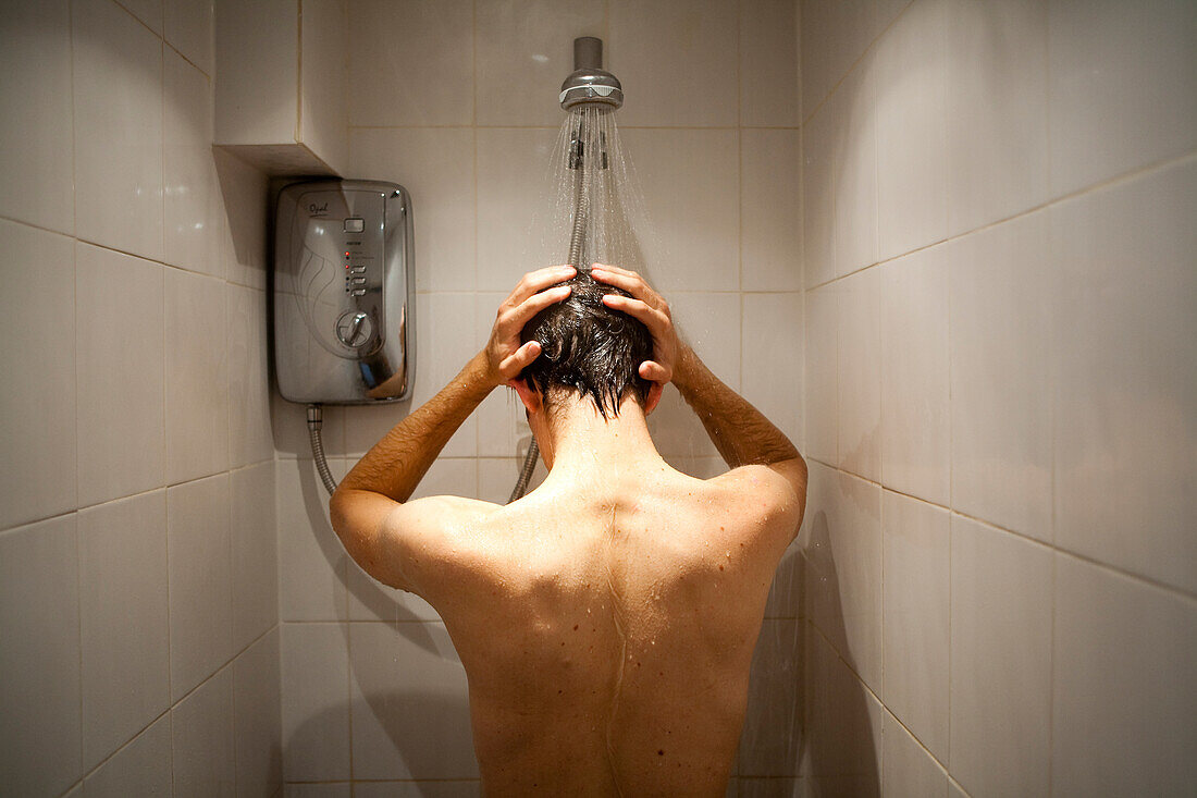 Man taking a shower