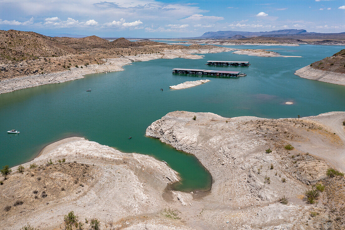 Drought affecting Elephant Butte reservoir, New Mexico, USA