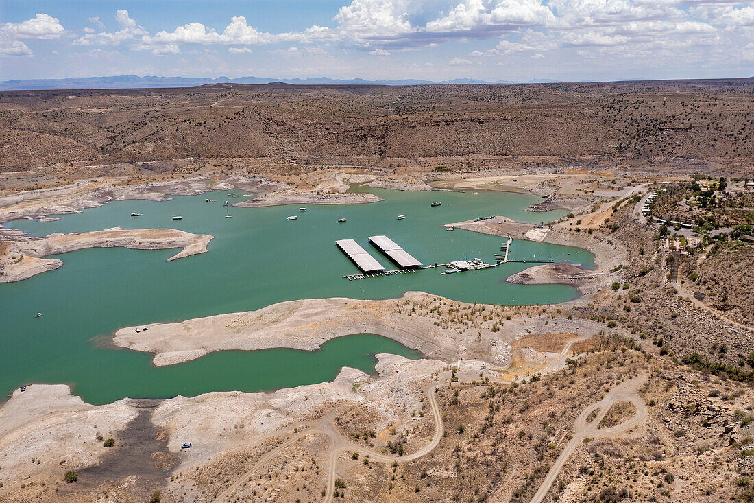 Drought affecting Elephant Butte reservoir, New Mexico, USA