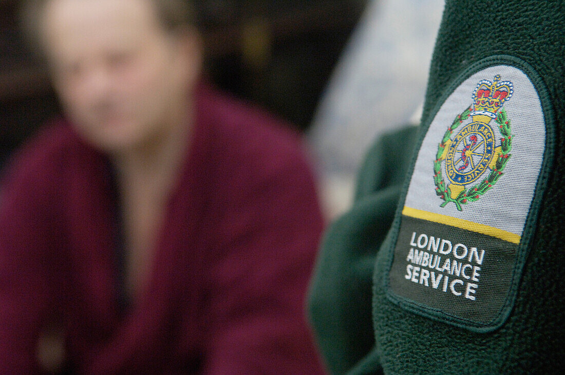 Shoulder badge of a London ambulance technician