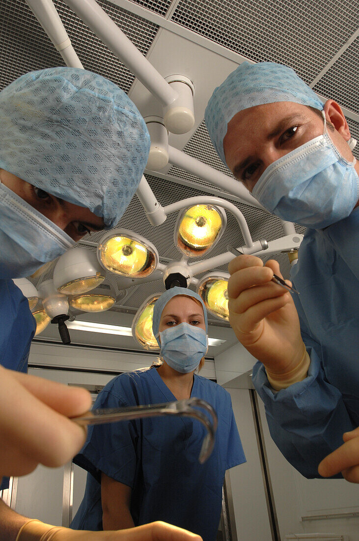 Surgical team of three doctors