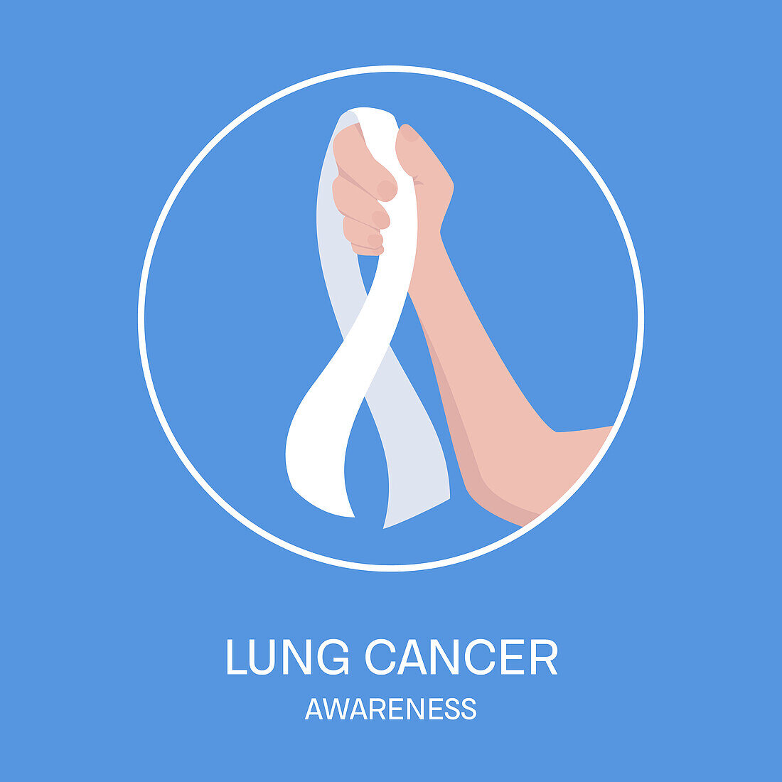 Lung cancer awareness ribbon, conceptual illustration