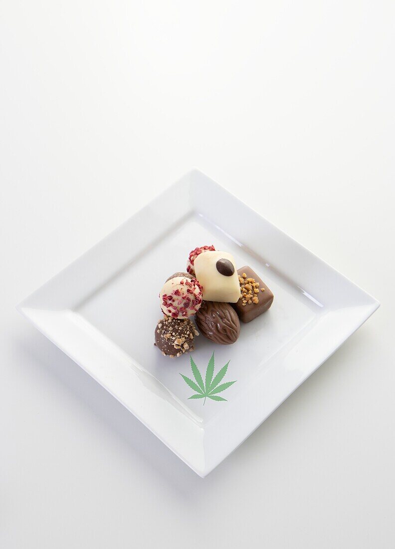 Cannabis infused chocolates, conceptual image