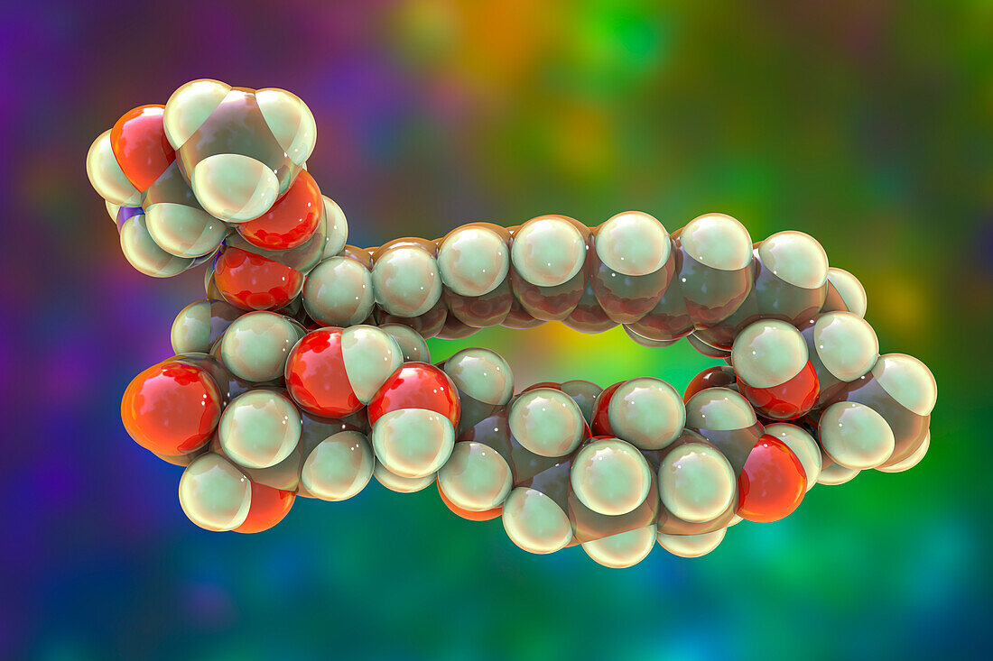 Amphotericin B antifungal drug molecule, illustration