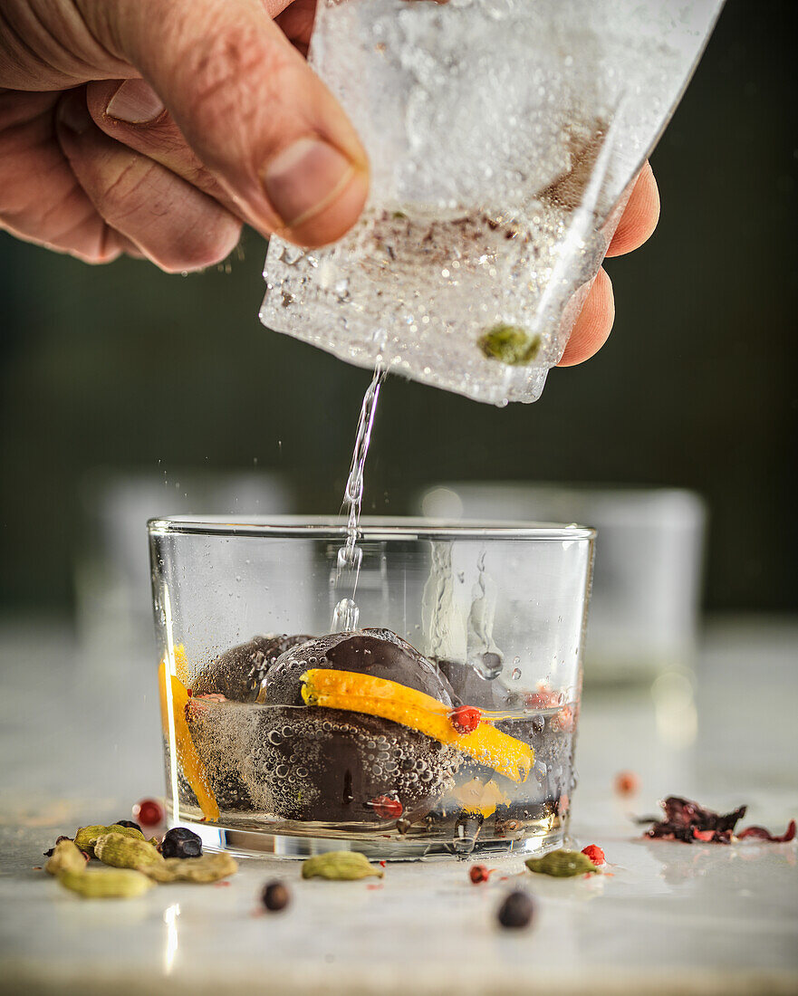 Gin and tonic with chocolate sweets