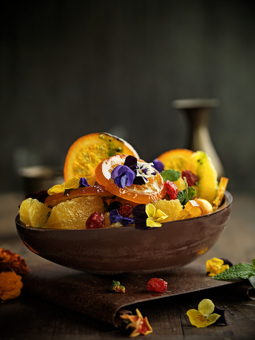 Orange salad with candied fruits