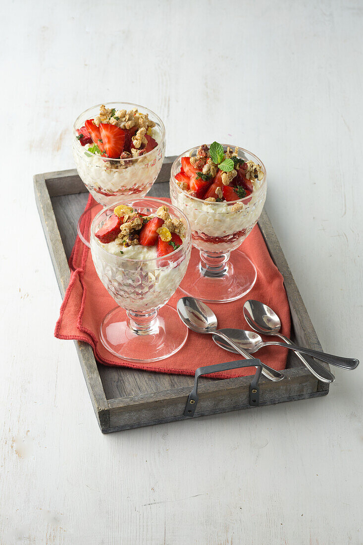 Strawberry trifle with coconut-and-quark mousse