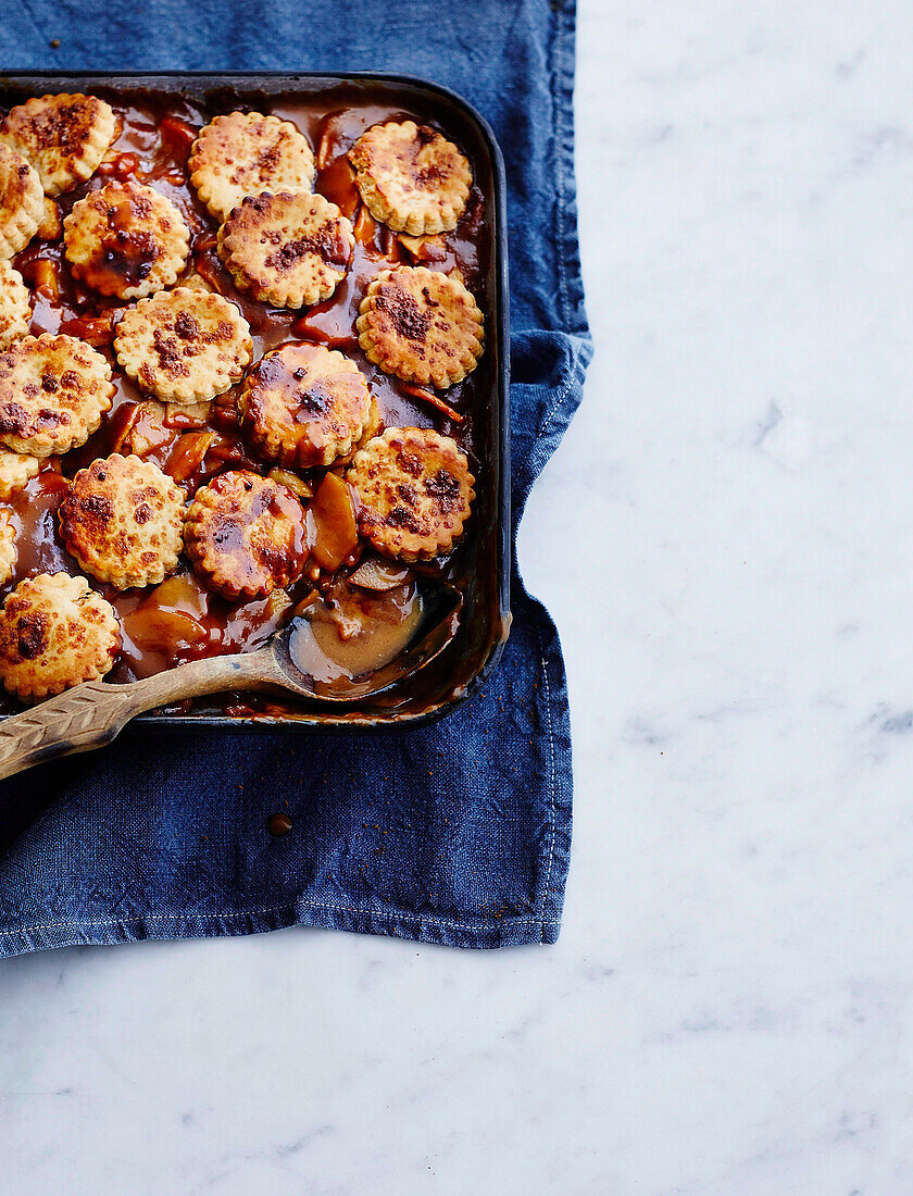 Pear and ginger butterscotch cobbler