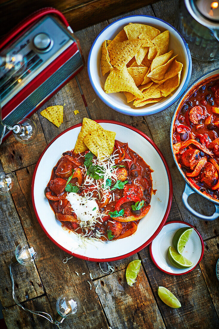 Smoky sausage and black bean chilli