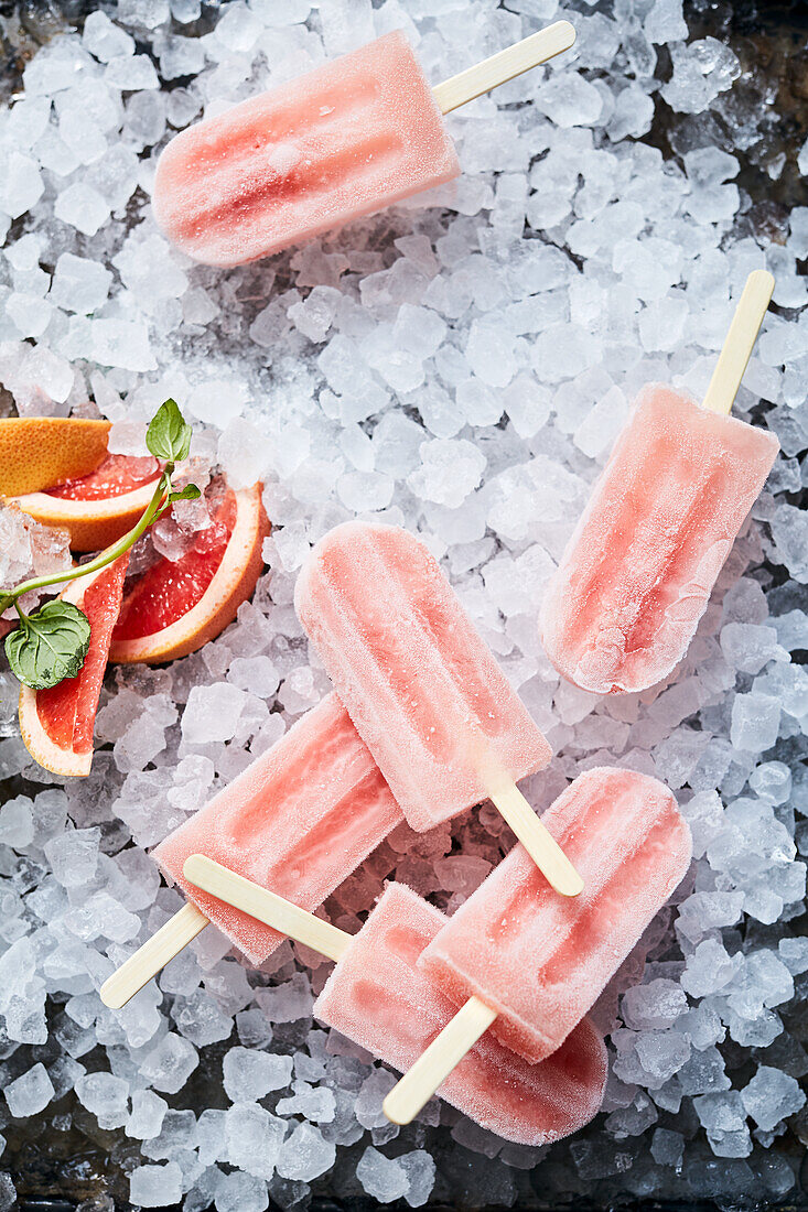 Pink grapefruit Campari popsicles