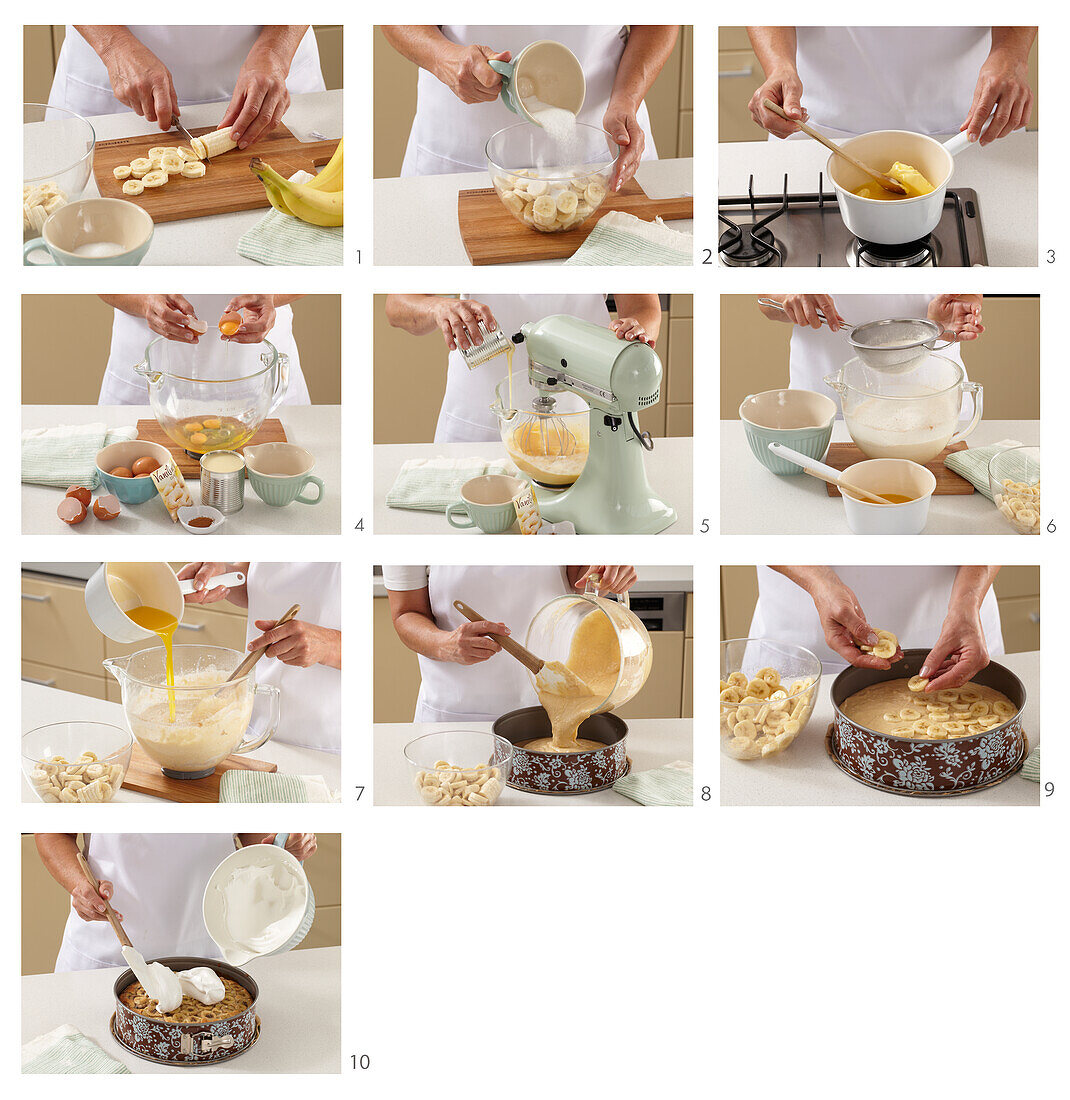Vietnamese banana cake with a snow crust - step by step