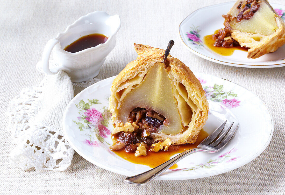 Stuffed pears in French pastry