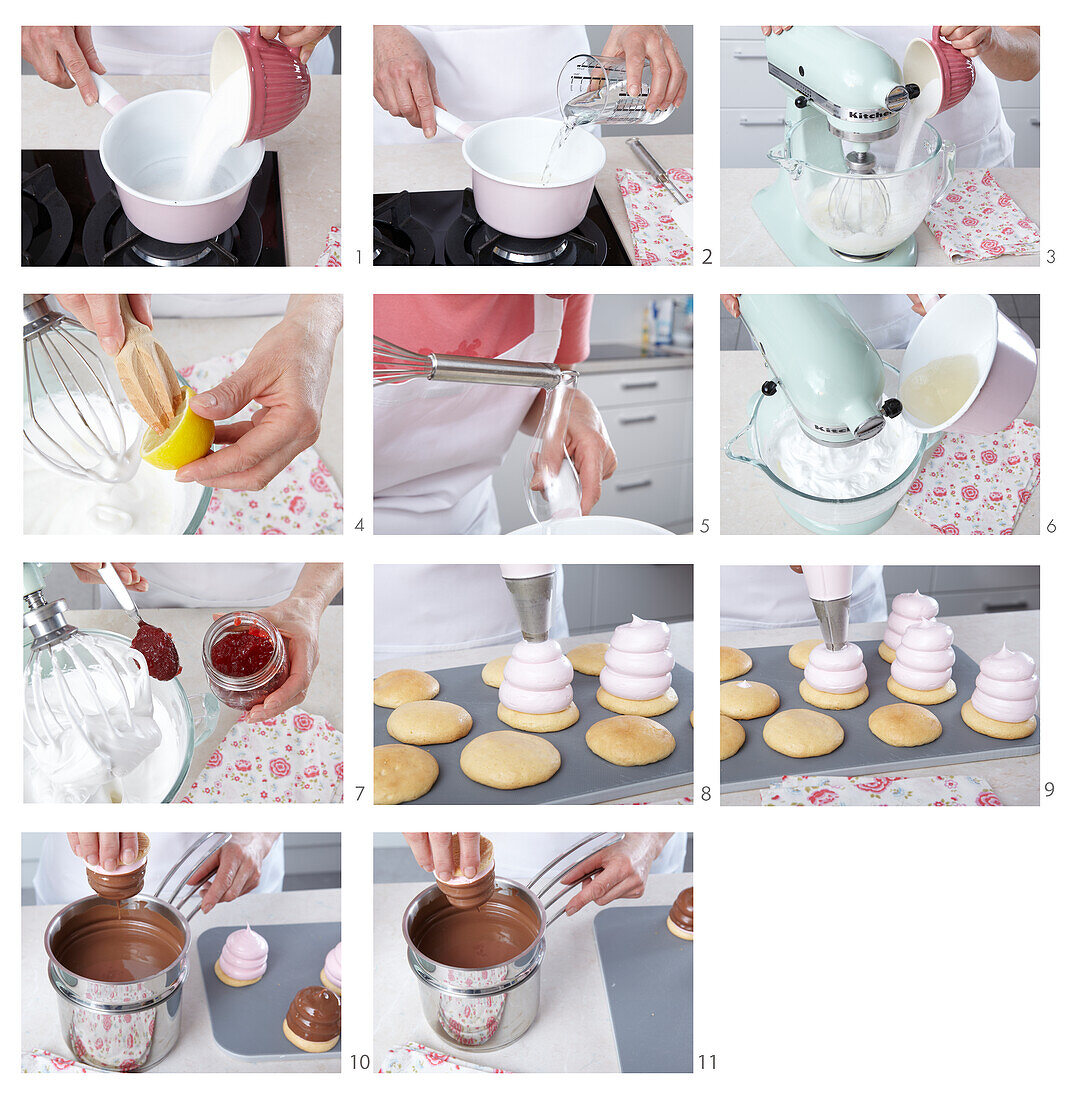 Chocolate coated mousse towers - step by step
