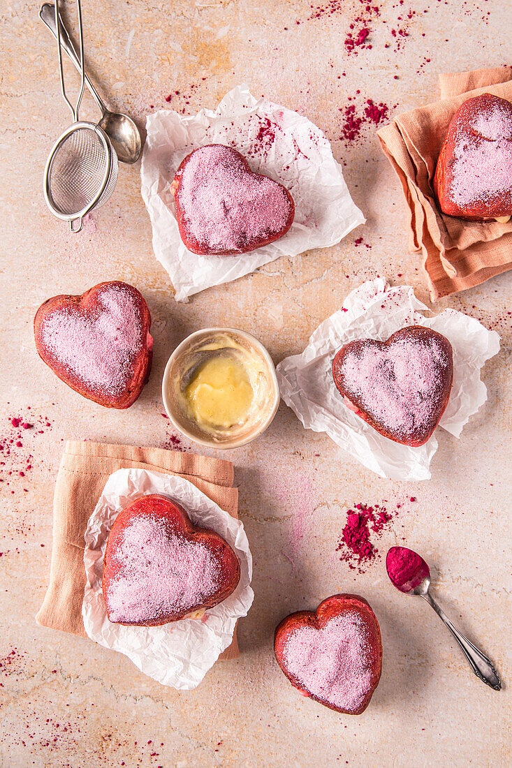 Pink heart donuts