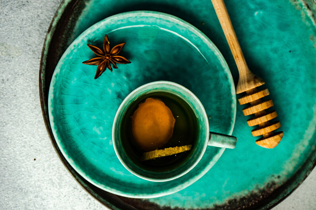 Spiced green tea served in the tea cups
