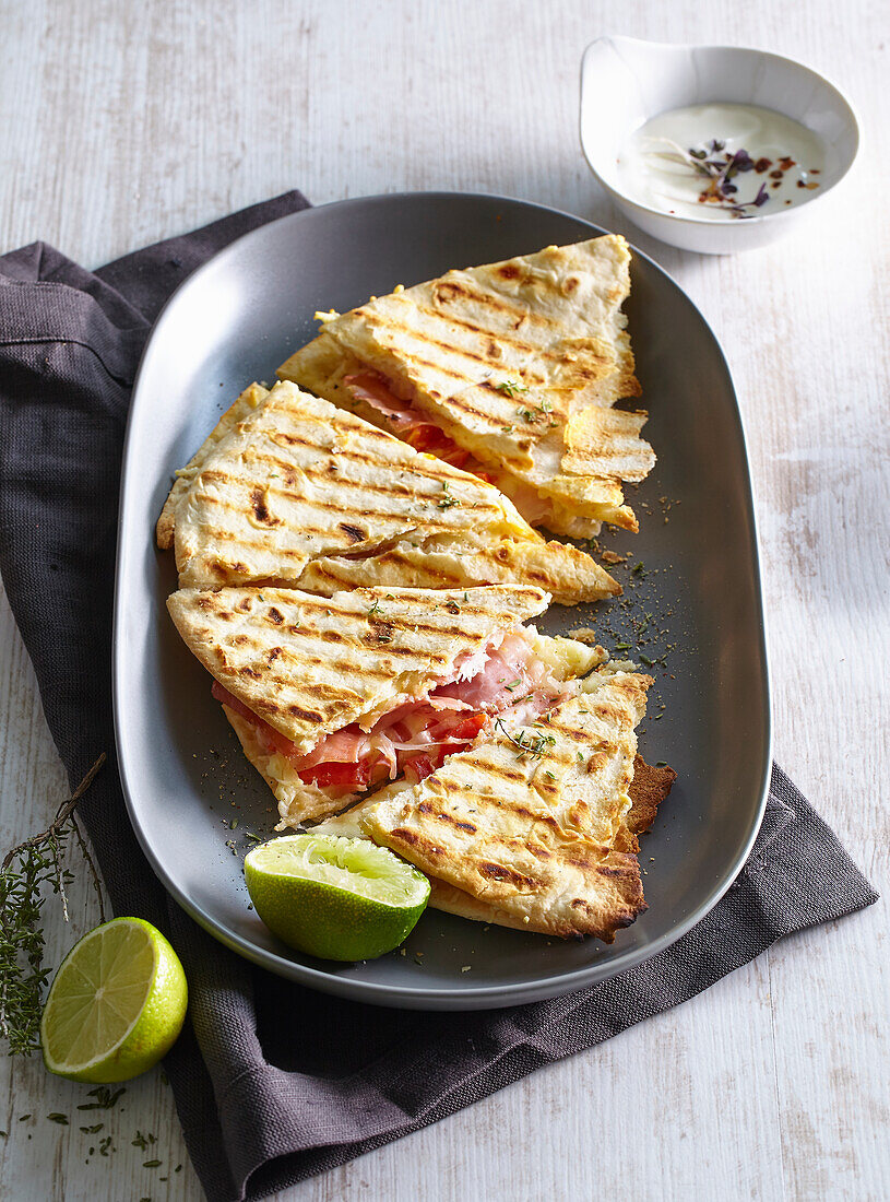 Quesadilla with ham and cheese