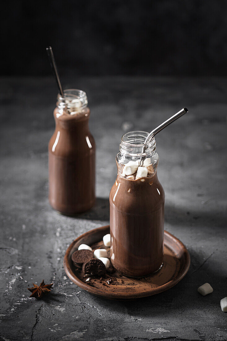 Chocolate milk with marshmallows