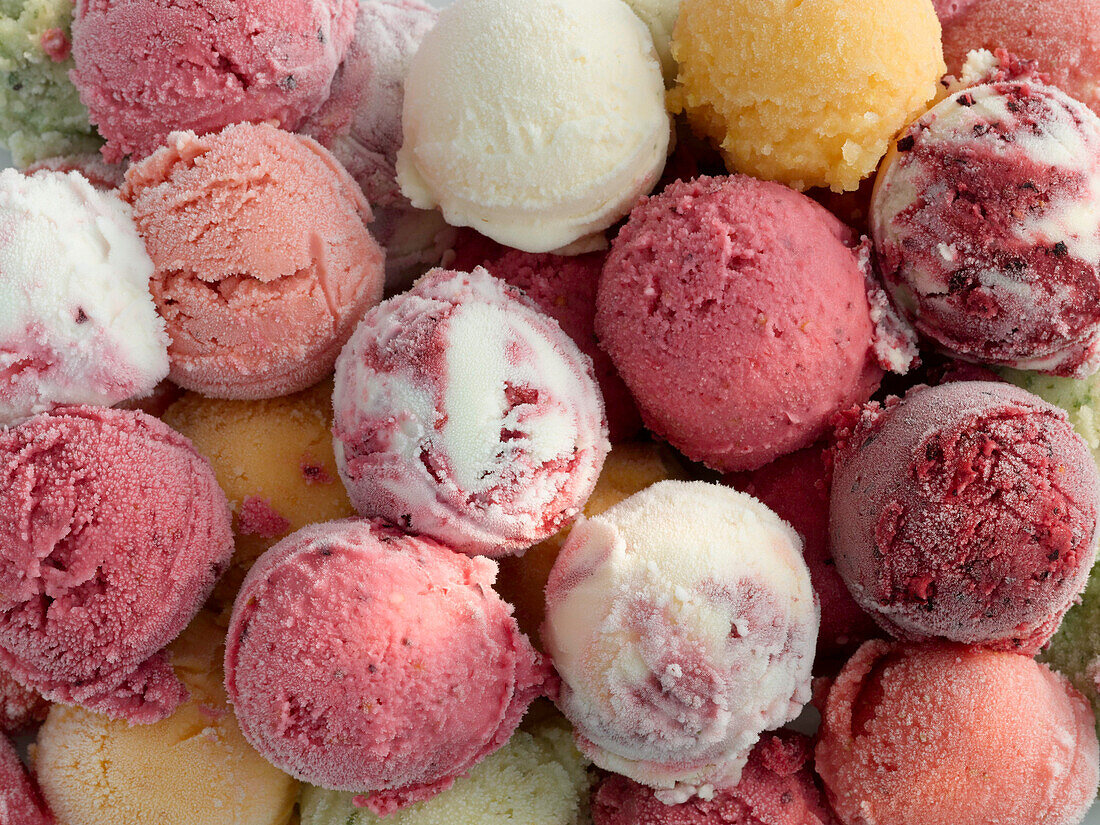 Many scoops of ice cream (filling the picture)