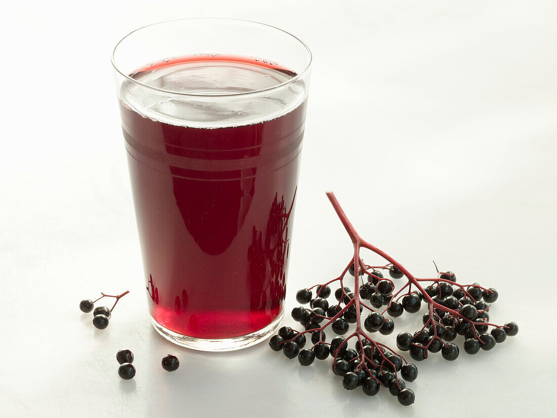 Elderberries and elderberry juice