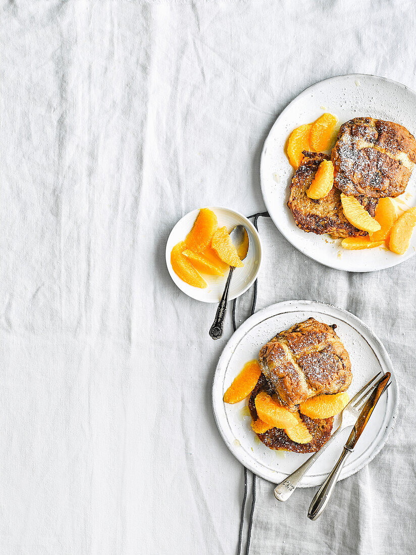 Hot cross French toast with orange