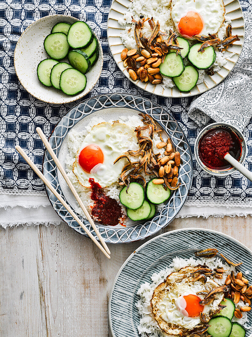 Dingaporean Nasi Lemak with coconut rice