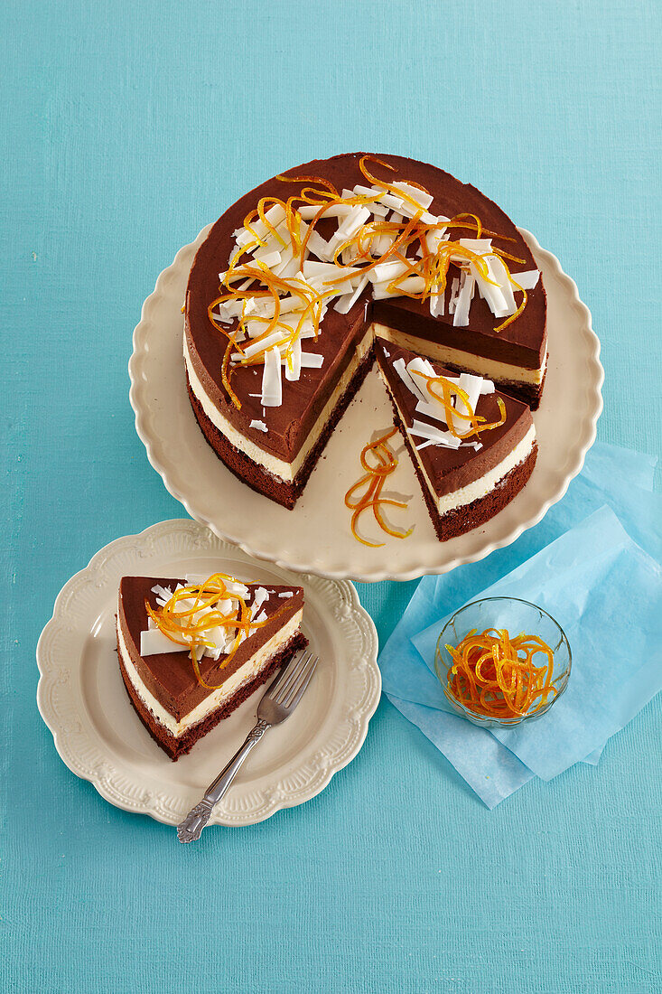 Chocolate cake with orange cream