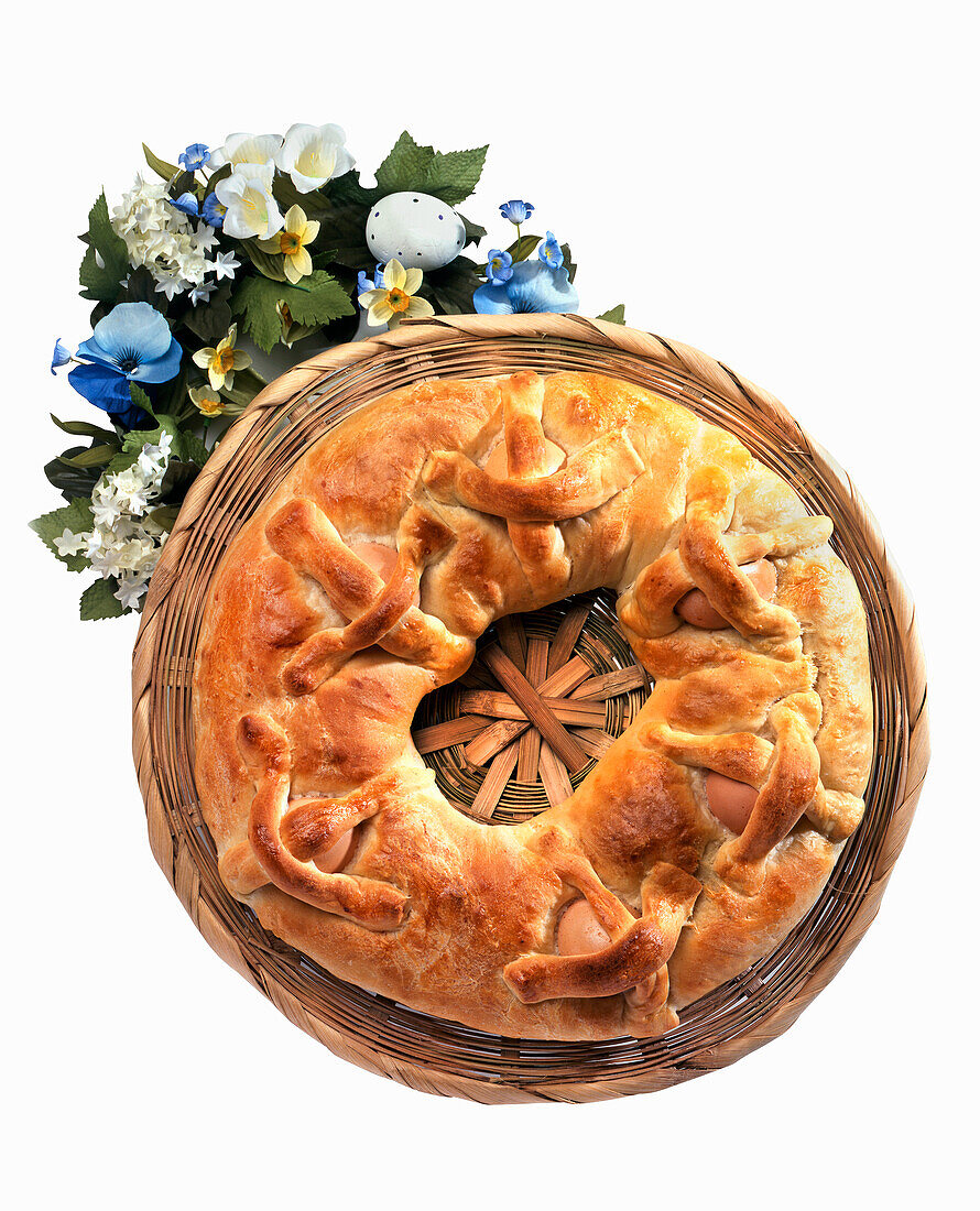Baked Easter bread wreath