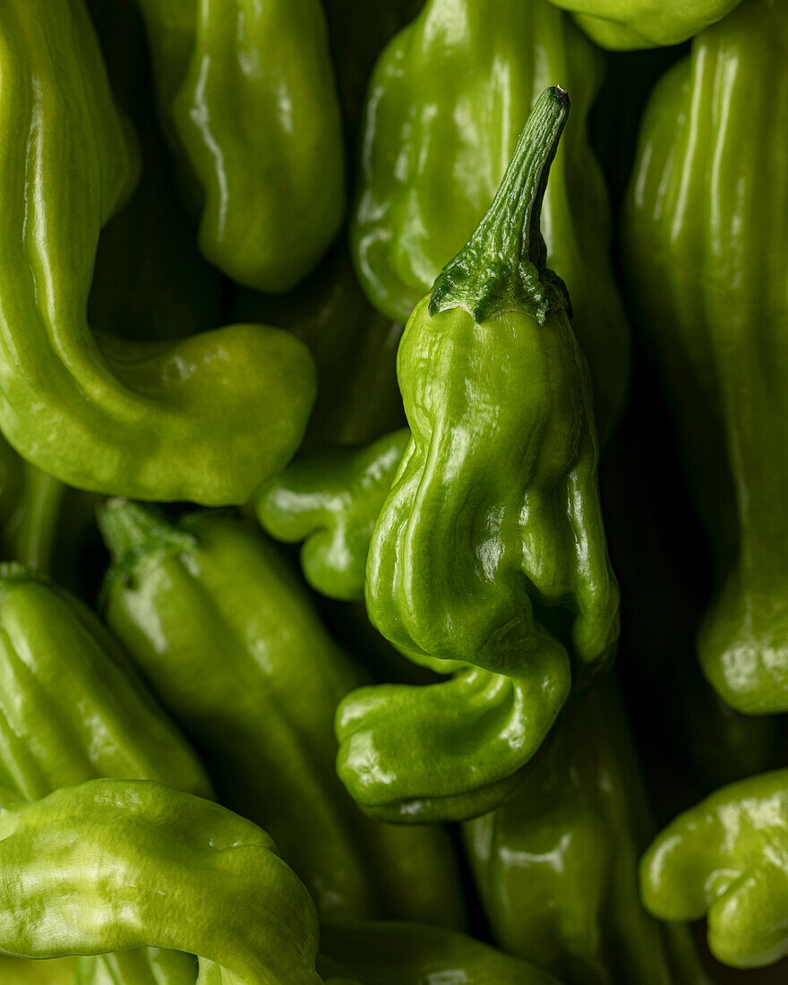 Raw shishito peppers (Close up)