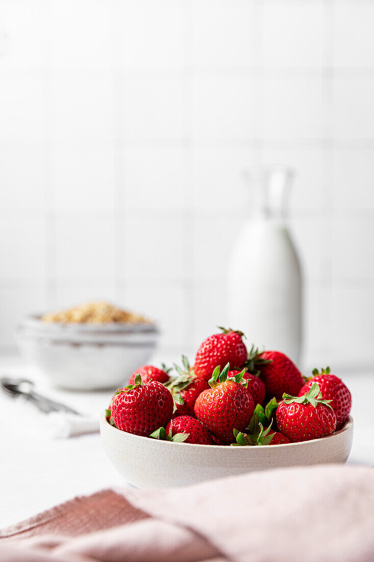 A bowl of ripe strawberries