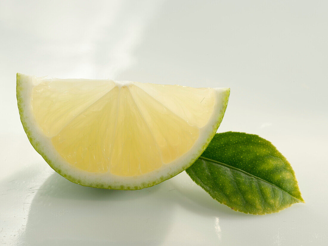 Slice of lime with leaf