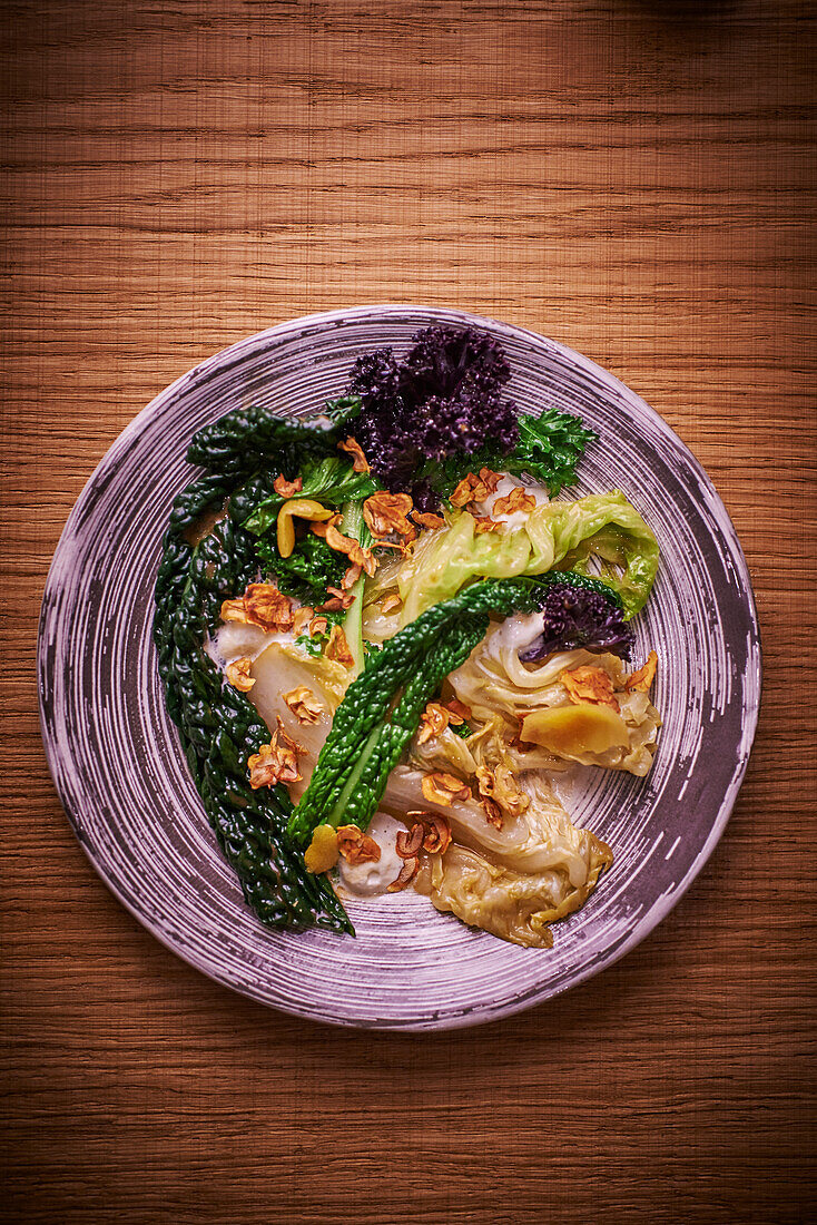 Cabbage with smoked herring and chestnuts