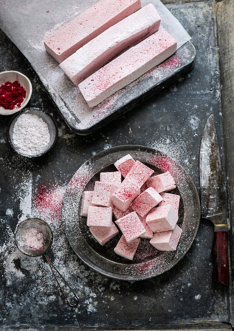 Pink strawberry marshmallows