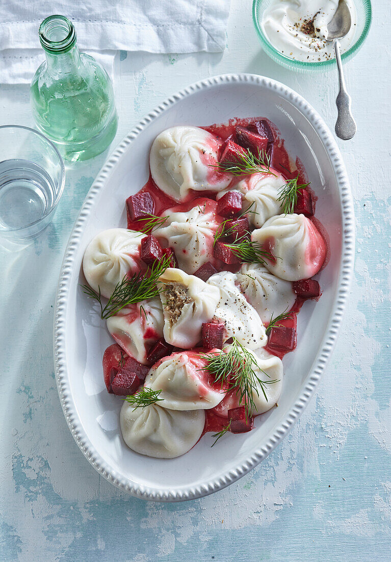 Pelmeni filled with minced meat