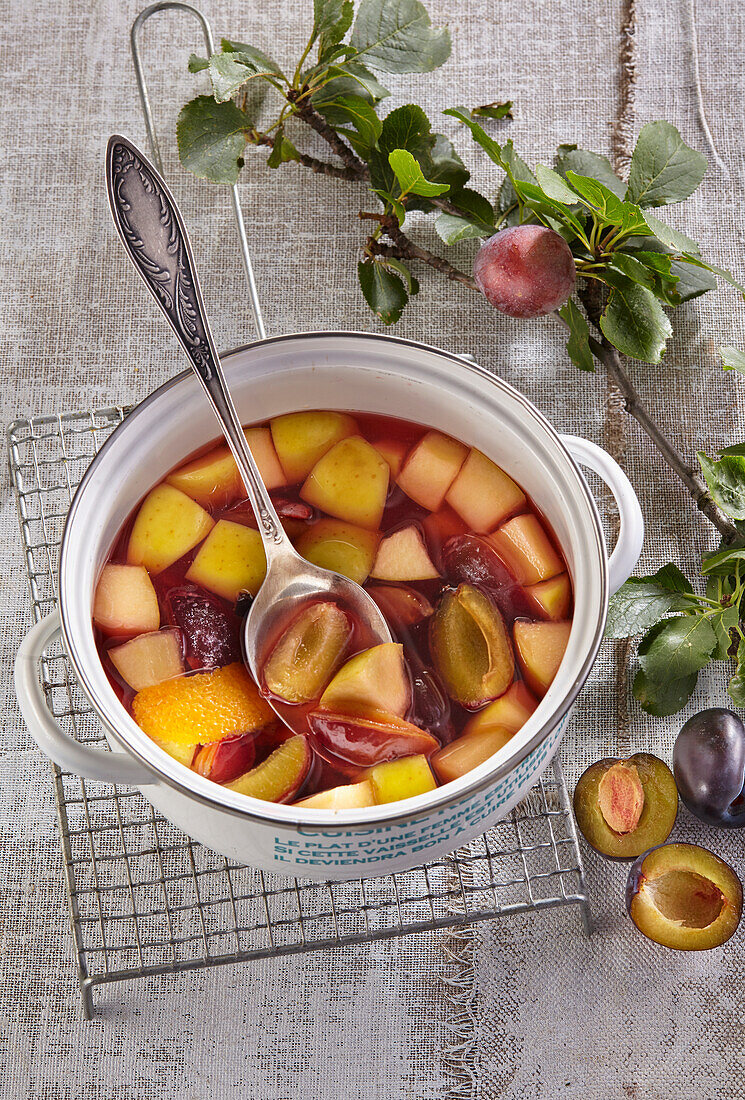 Apple compote with plums