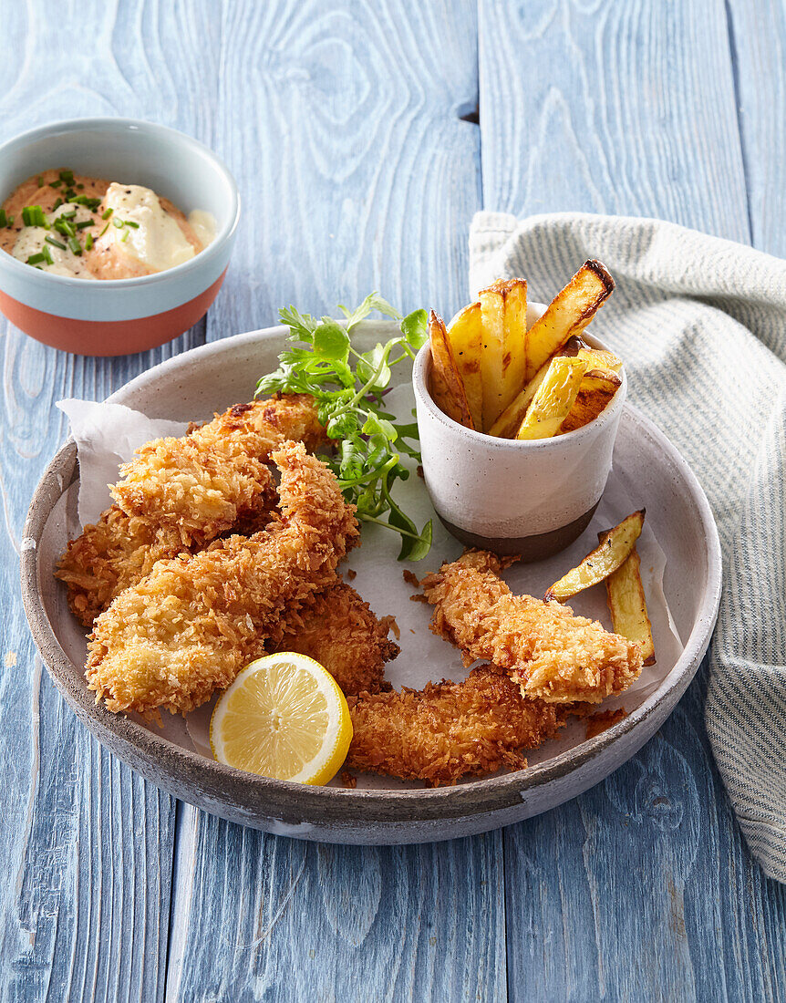 Chicken strips with horseradish mayonnaise