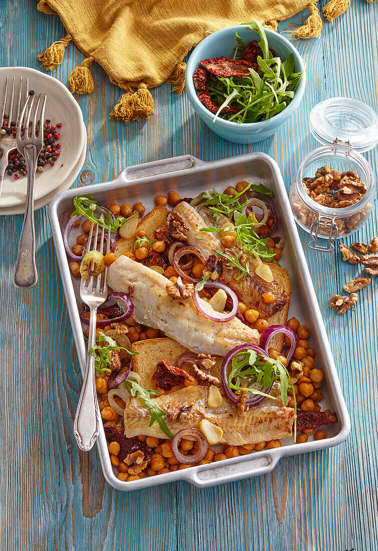 Cod fish with chickpeas